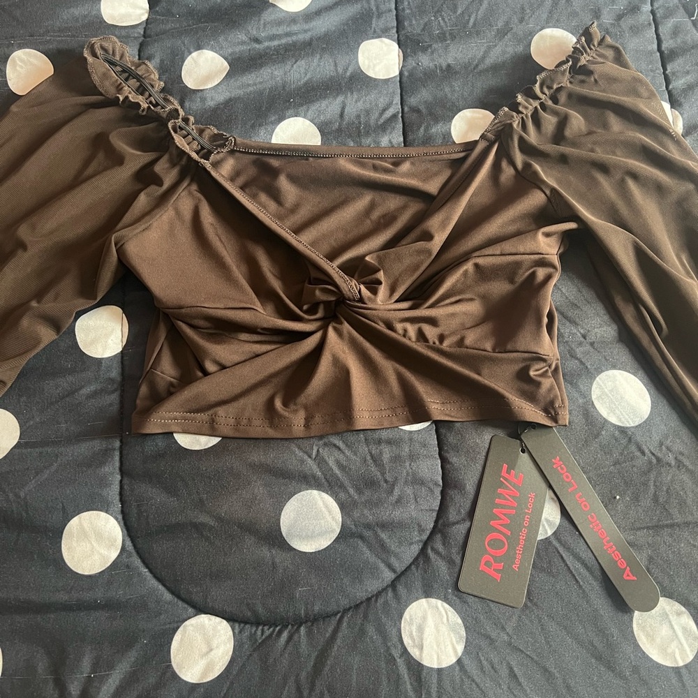 Romwe Fairycore Solid Twist Top